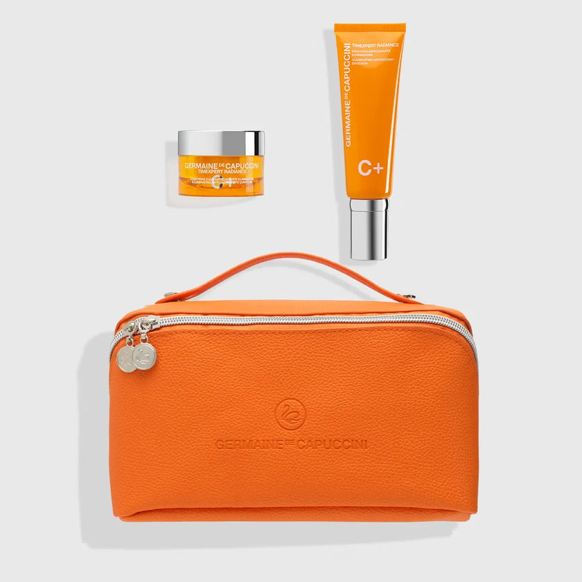 Set Vitamina C con emulsión de 50 ml, contorno de ojos de 15 ml y neceser naranja